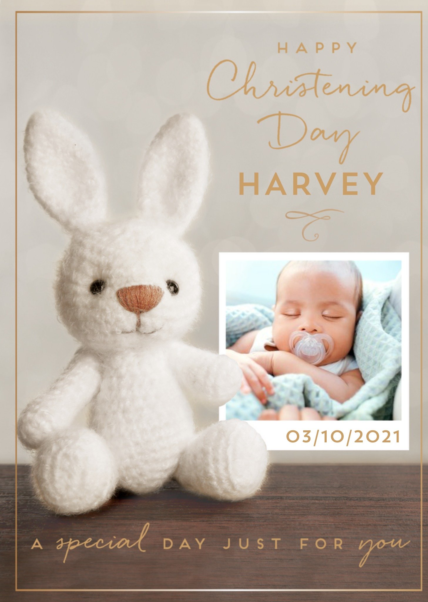 Cute Special Day For You Photo Upload Christening Day Card Ecard