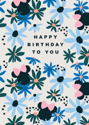 Disney Luxe Happy Birthday To You Mini Mouse And Floral Pattern Card