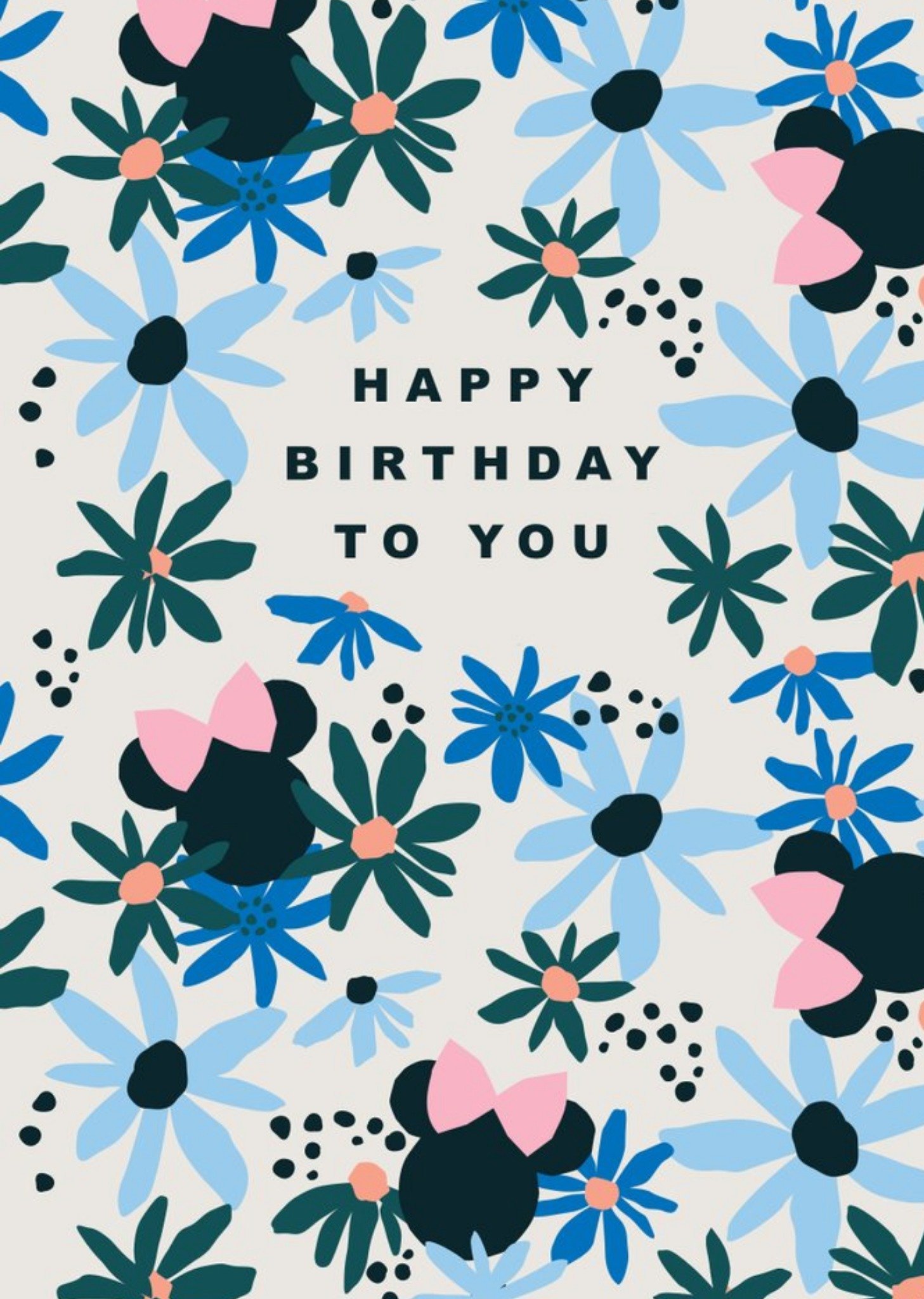 Disney Luxe Happy Birthday To You Mini Mouse And Floral Pattern Card Ecard