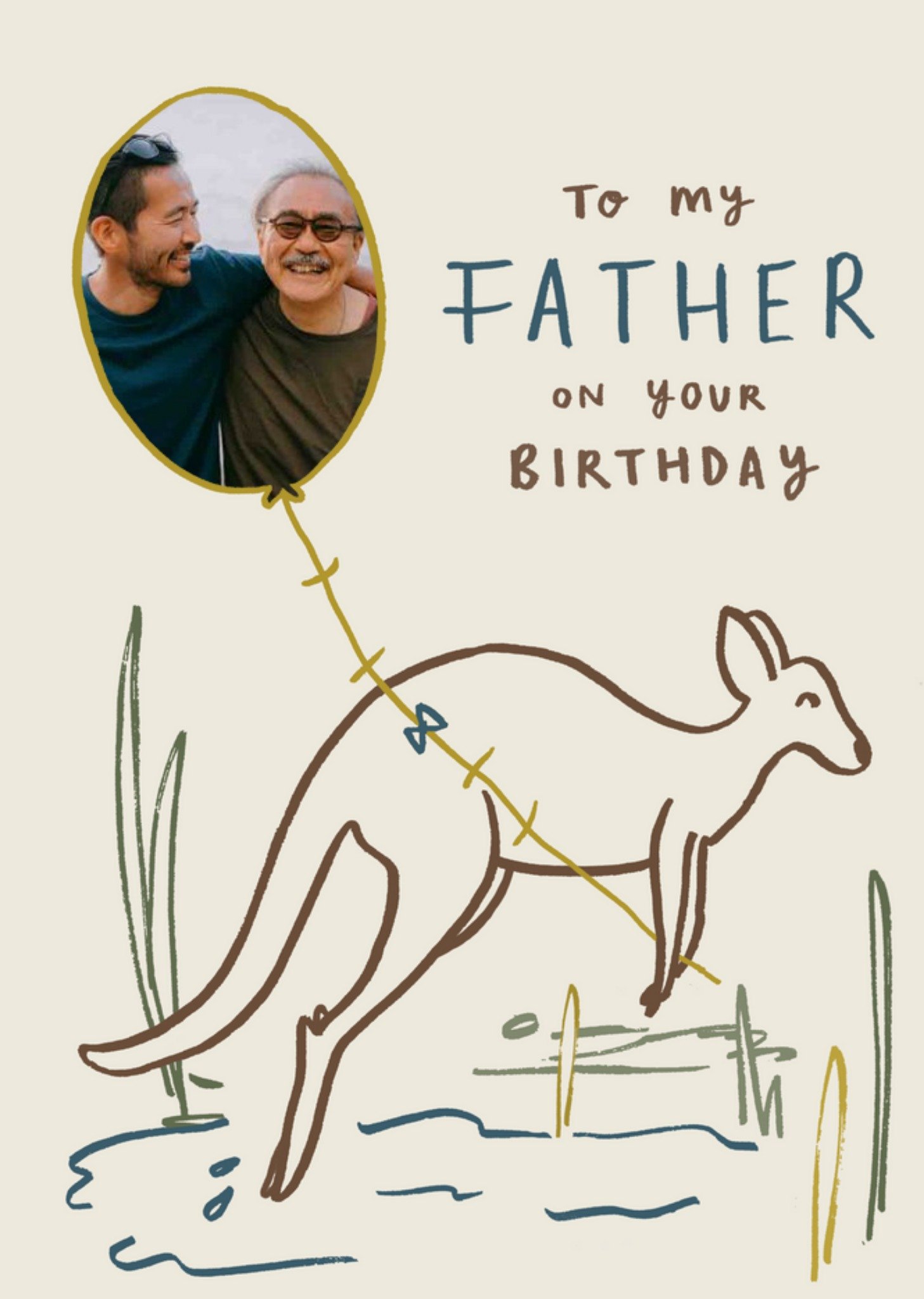 Brushed Up Animals Kangaroo Dad Birthday Card Ecard