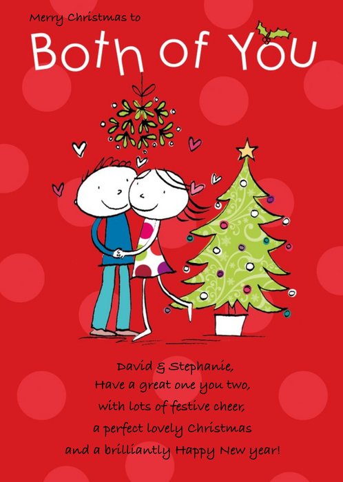 Both Of You Under The Mistletoe Personalised Merry Christmas Card