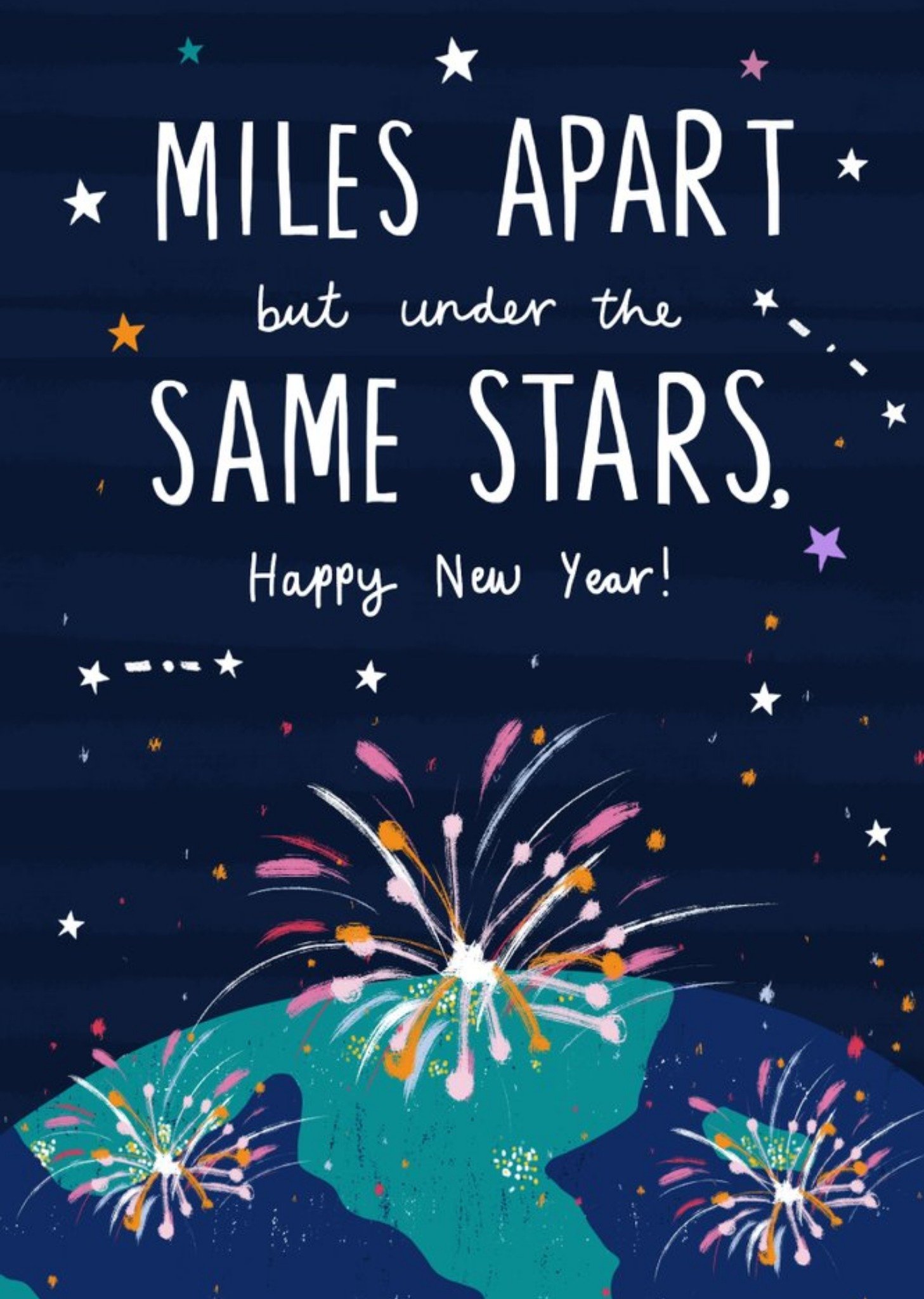Moonpig Miles Apart But Under The Same Stars New Year Card, Large