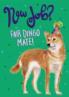 Illustration Of A Dingo In A Party Hat New Job Card