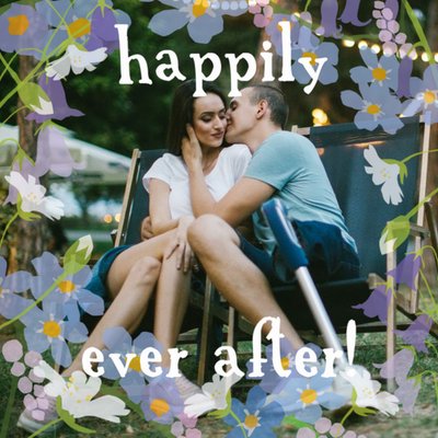 Bluebells Happily Ever After Personalised Photo Upload Wedding Day Card