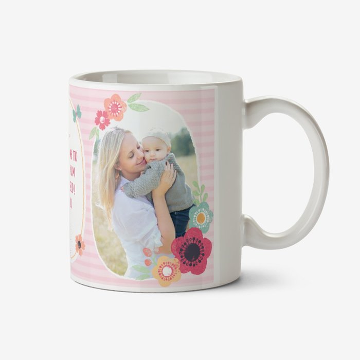 Pink Stripes And Flowers Photos Personalised Mug