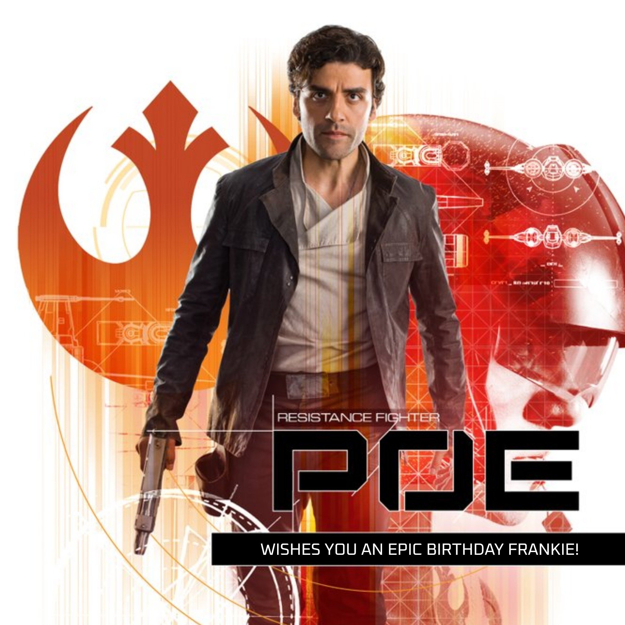 Disney Star Wars Poe Dameron Personalised Text Card, Square