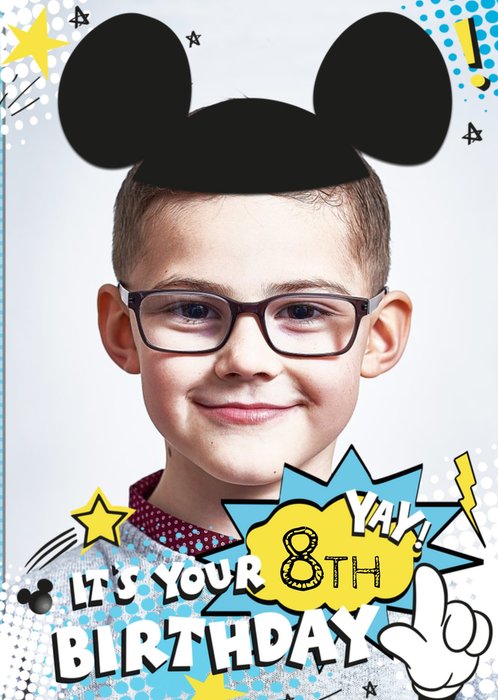 Disney Mickey Mouse Ears Birthday Photo Upload Card