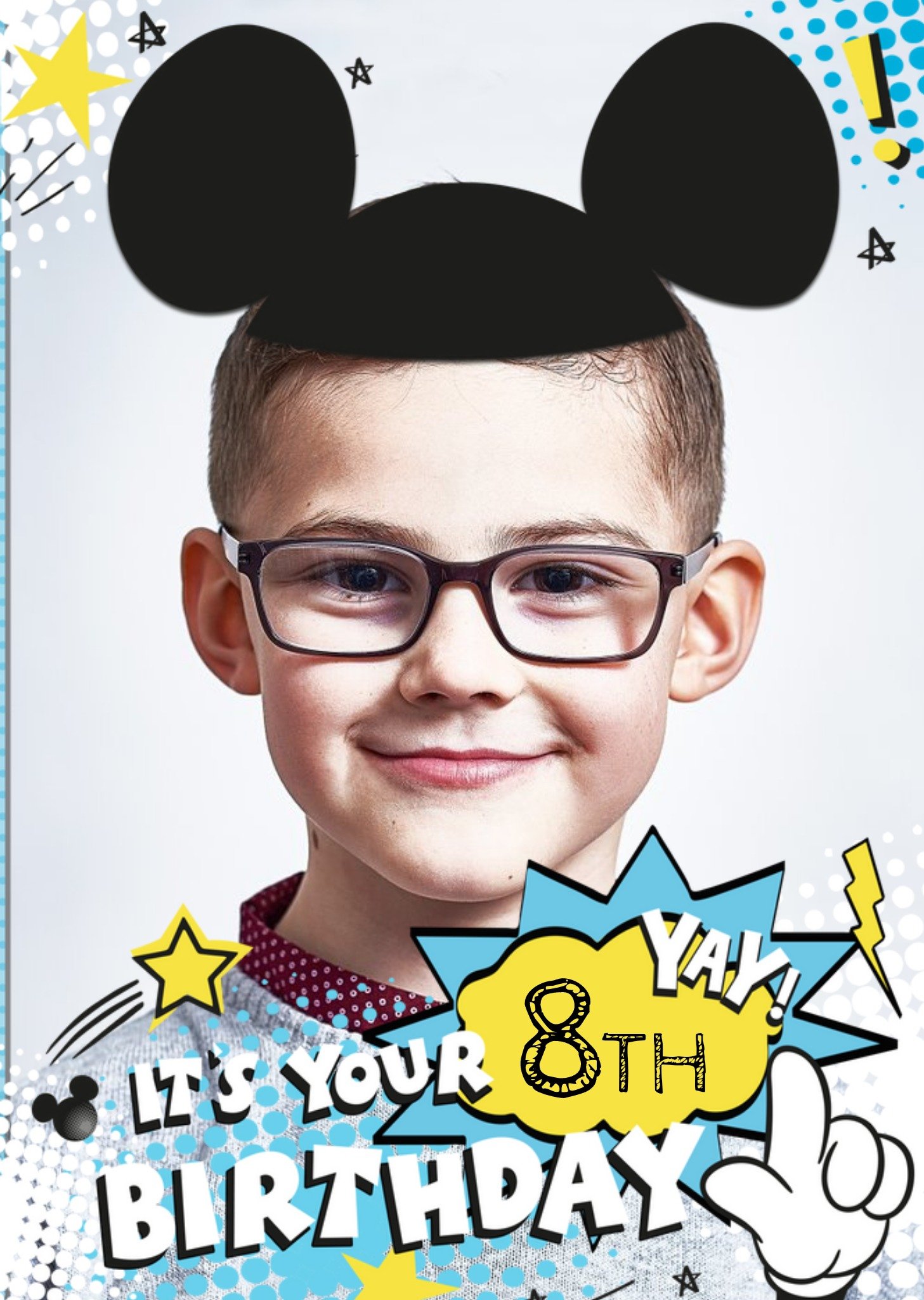 Disney Mickey Mouse Ears Birthday Photo Upload Card Ecard