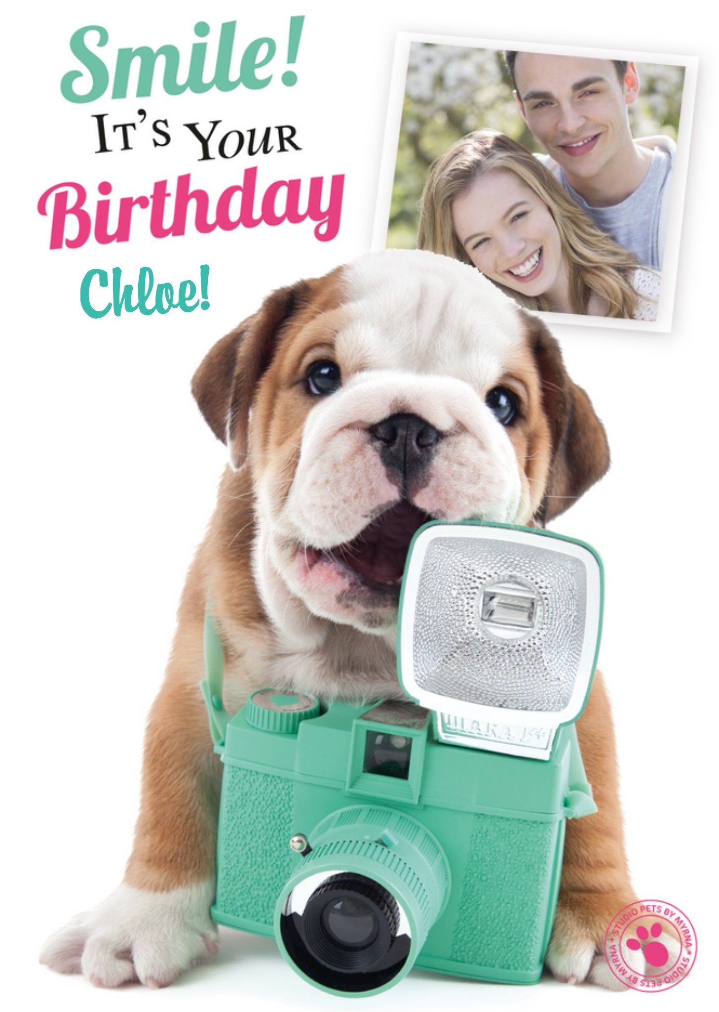 Studio Pets Puppy Behind The Camera Happy Birthday Photo Card, Large