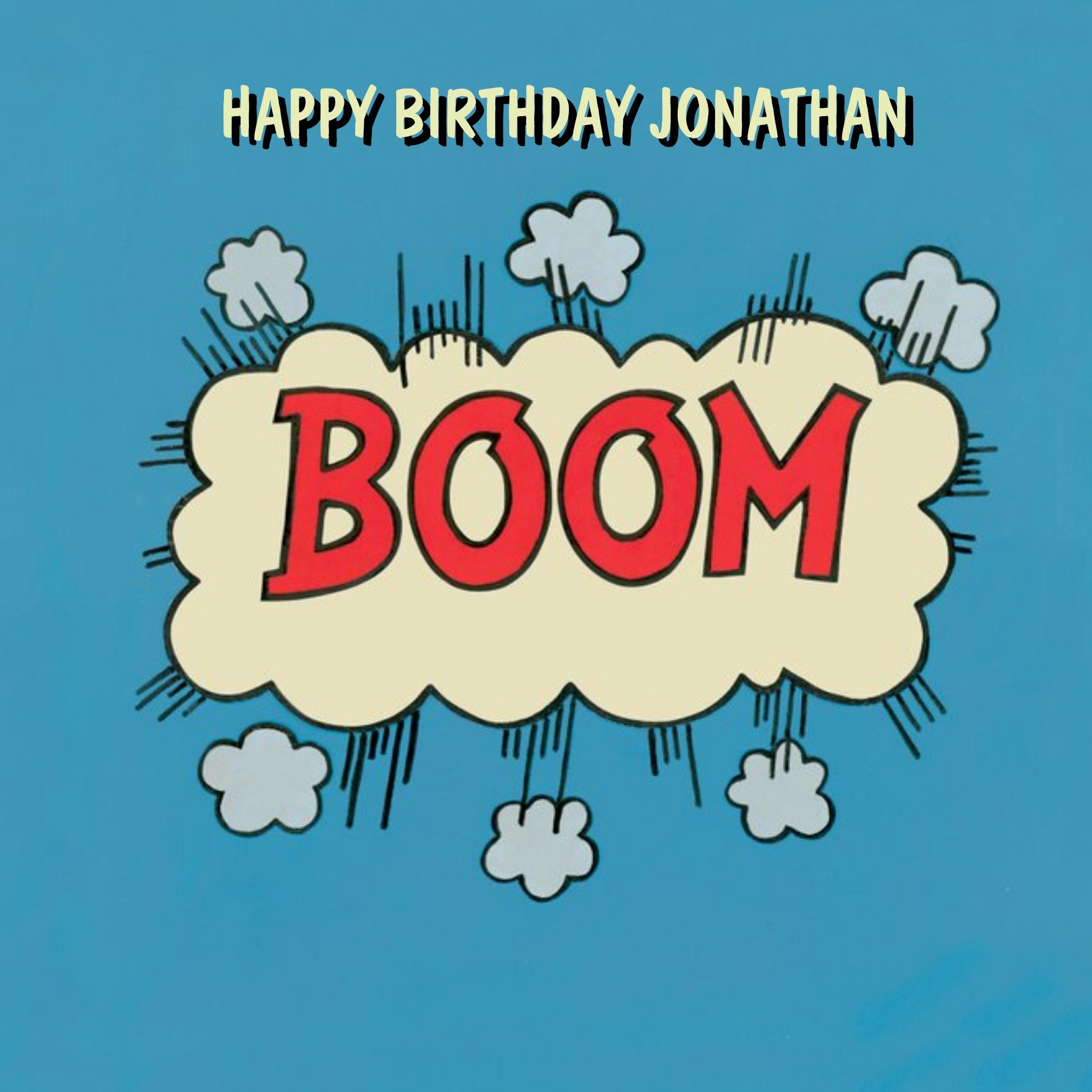 Moonpig Boom Speech Bubble Personalised Happy Birthday Card, Square