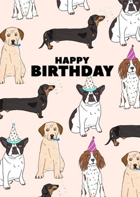 Cute Illustration Dogs Happy Birthday Card