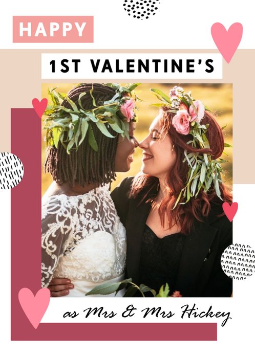 Happy 1st Valentine's Mrs & Mrs Photo Upload Card
