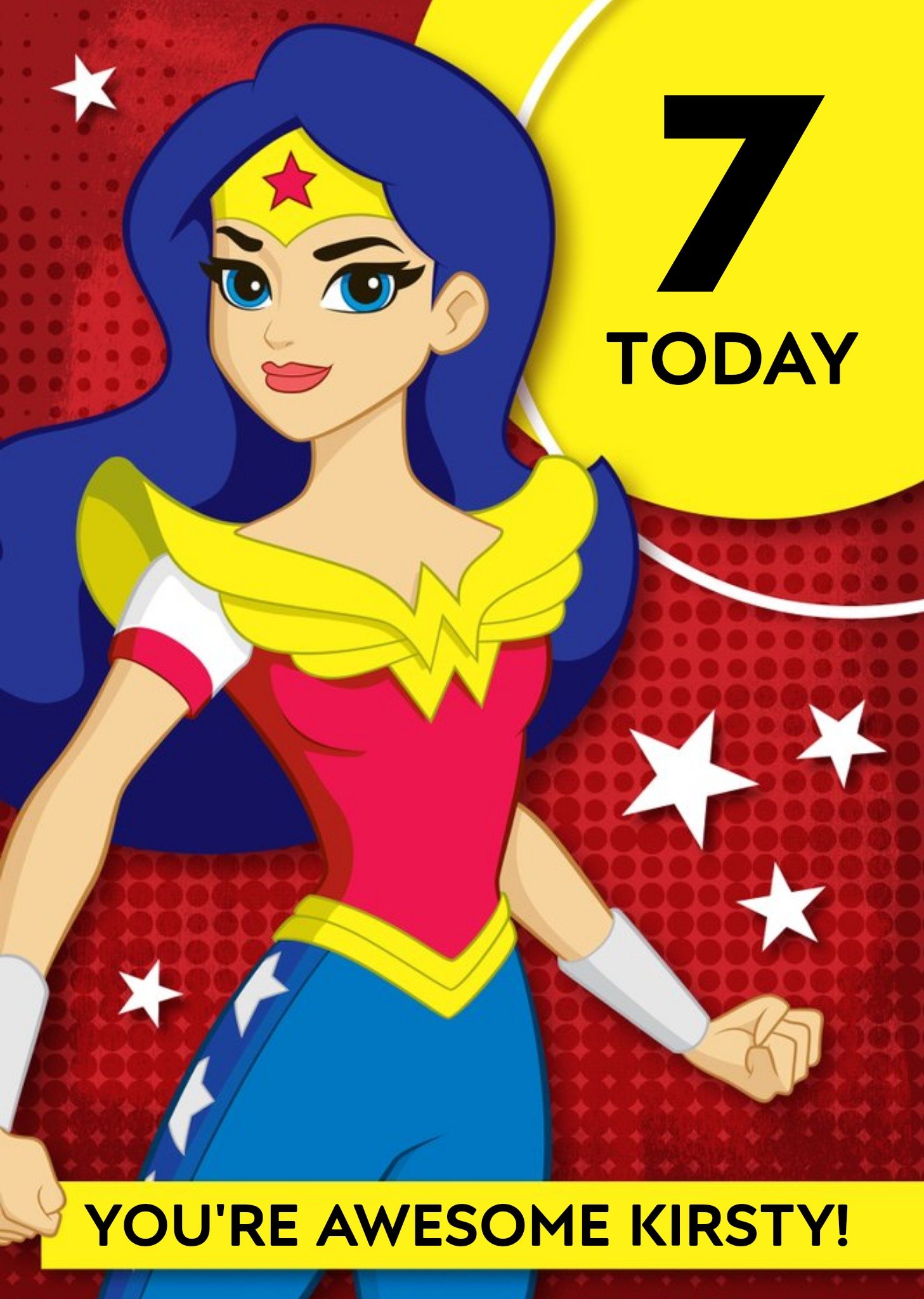 Other Wonder Woman Birthday Activity Card - 7 Today, Large