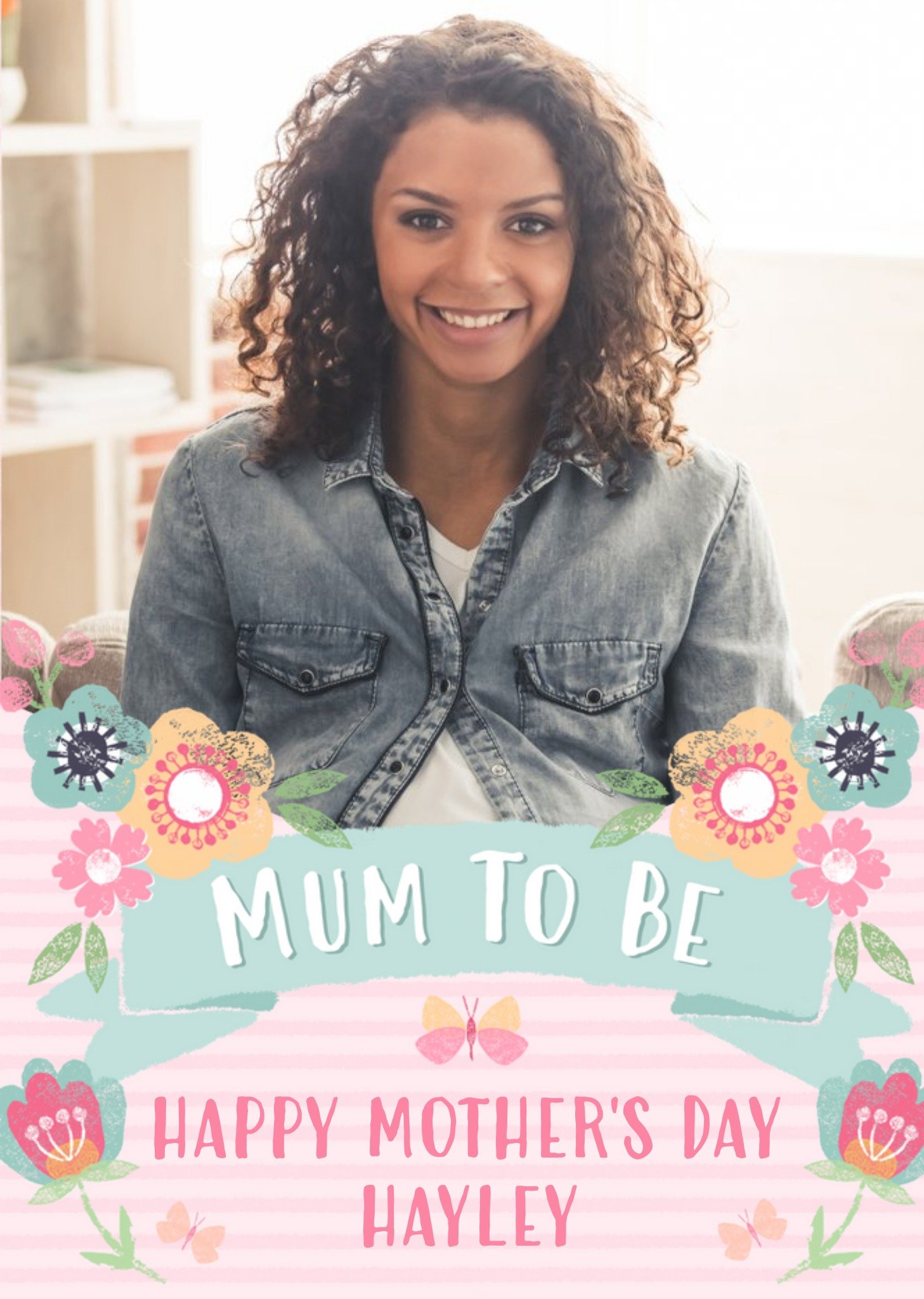 Pink Striped Mum To Be Mother's Day Photo Card Ecard