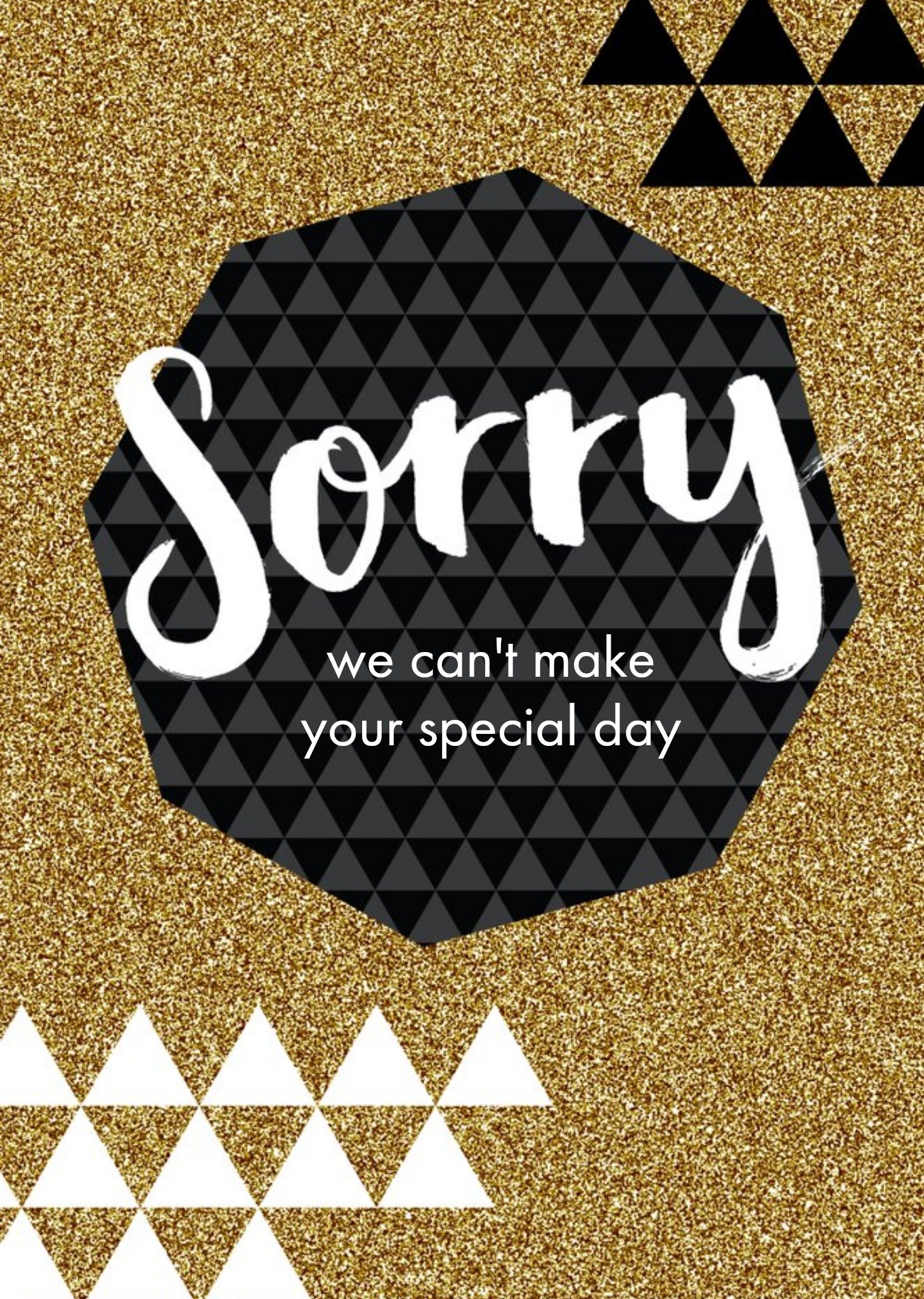 Sparkled Personalised Sorry We Can't Make Your Special Day Card Ecard