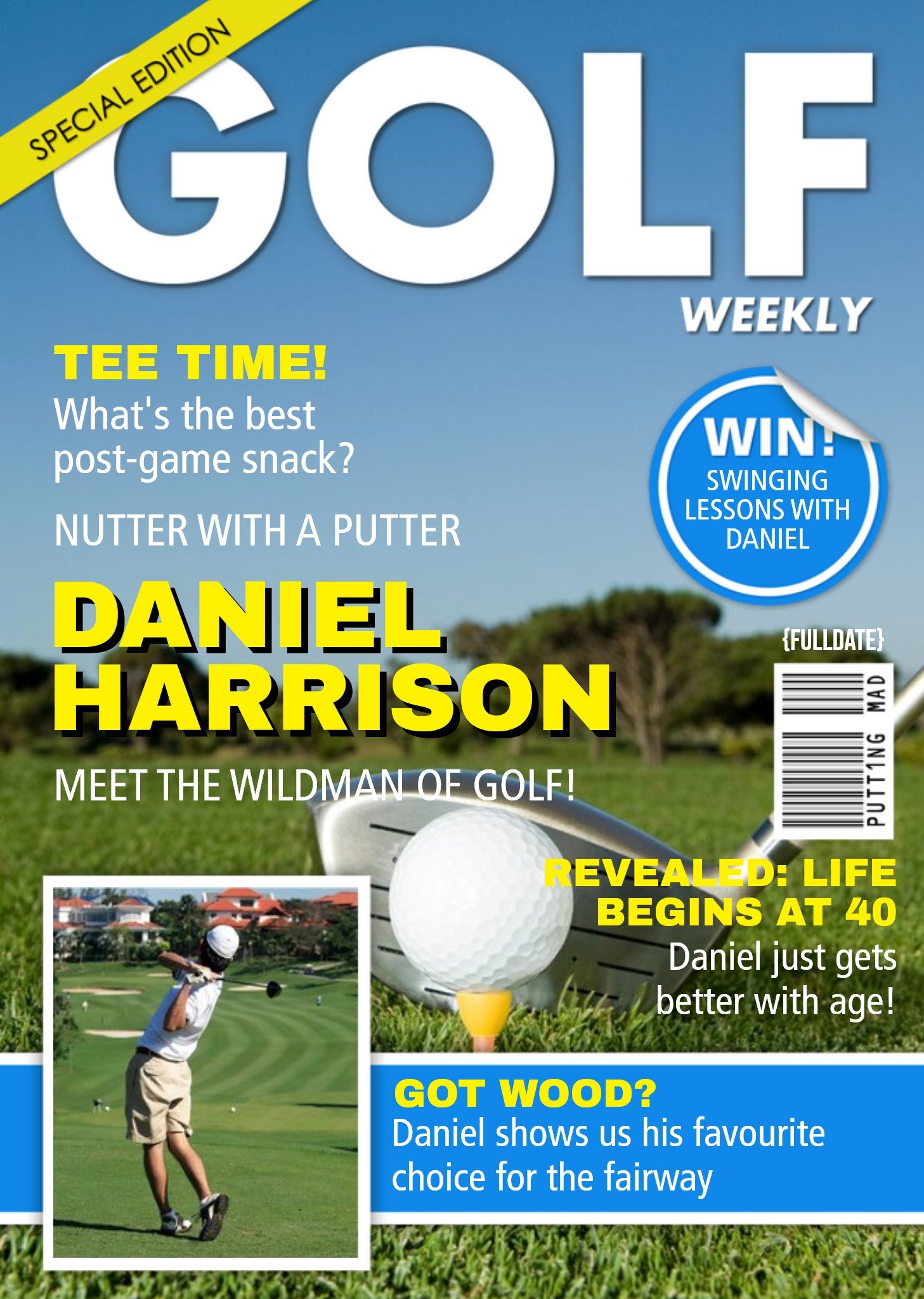 Moonpig Golf Weekly Special Edition Spoof Magazine Happy Birthday Card, Large