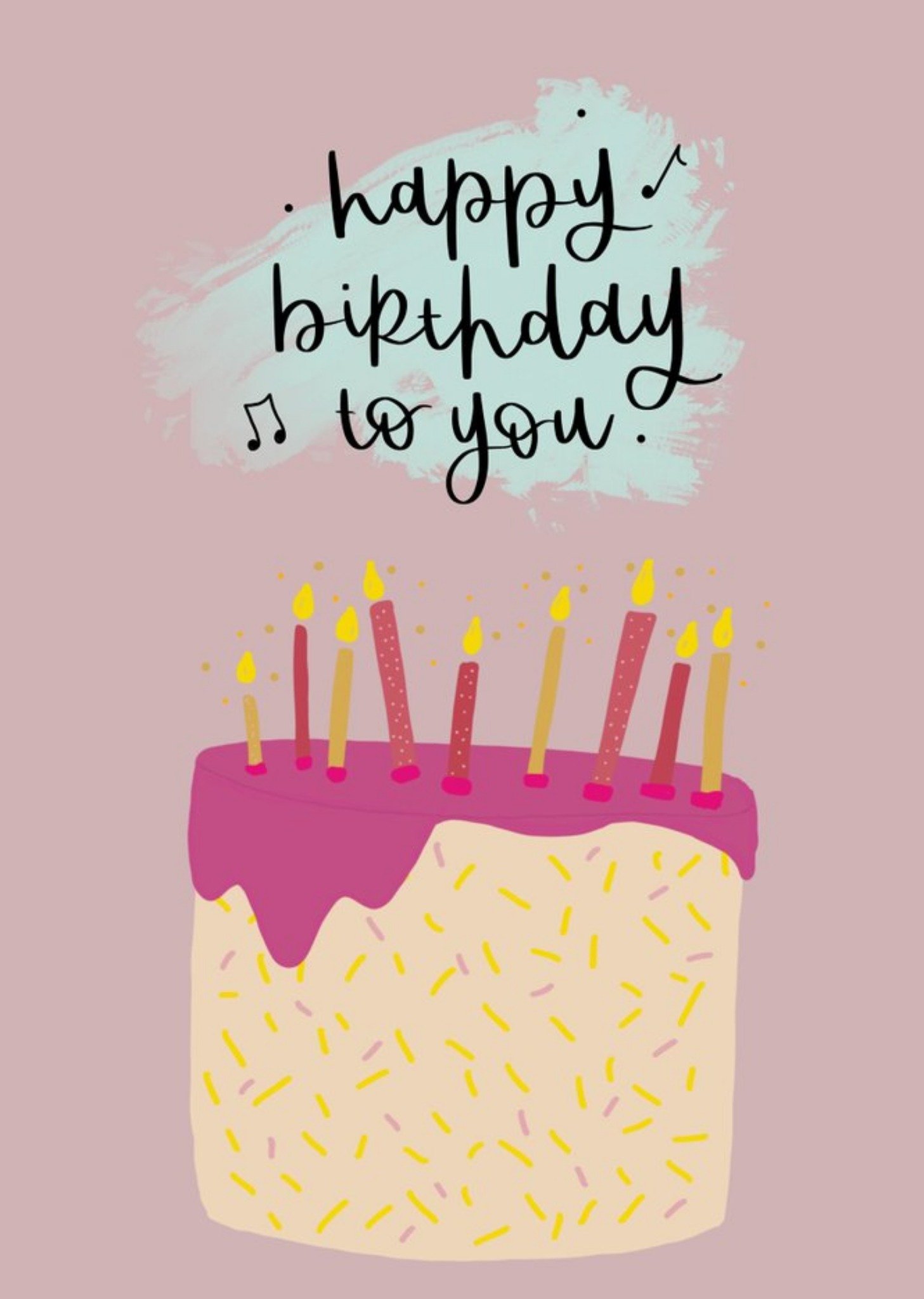 Friends The Lyons Den Illustration Pink Cake Food Grandma Birthday Card, Large