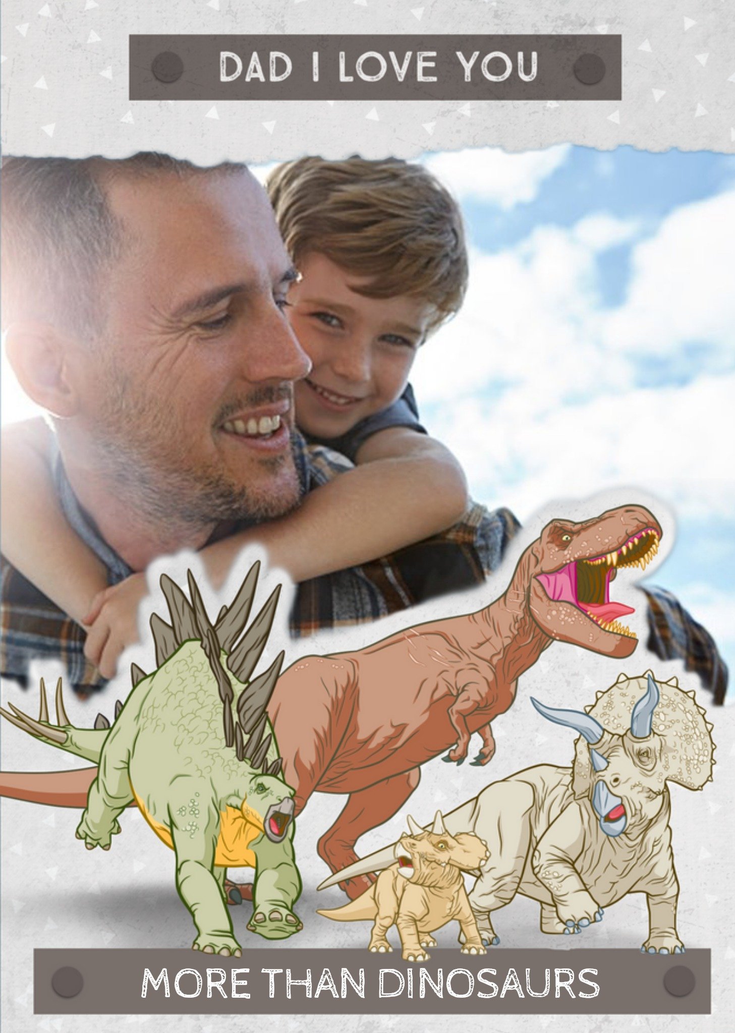 Father's Day Card - Dad - Jurassic World - Dinosaurs - Photo Upload Card