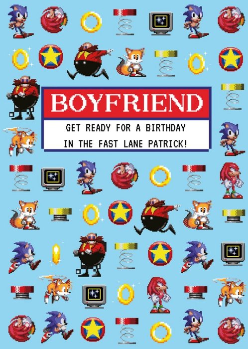 Sega Sonic Pixel Art Boyfriend Card