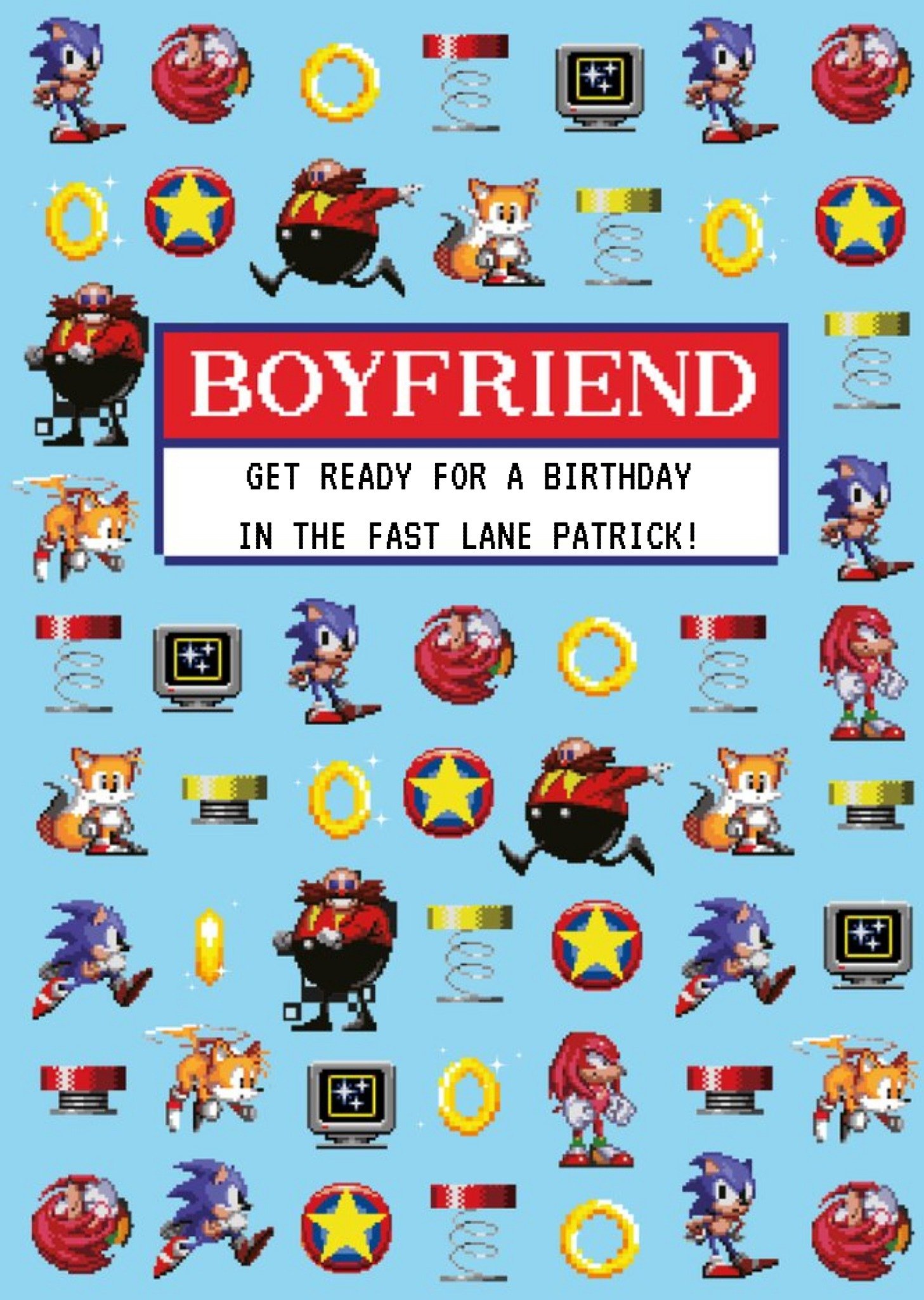 Sega Sonic Pixel Art Boyfriend Card, Large