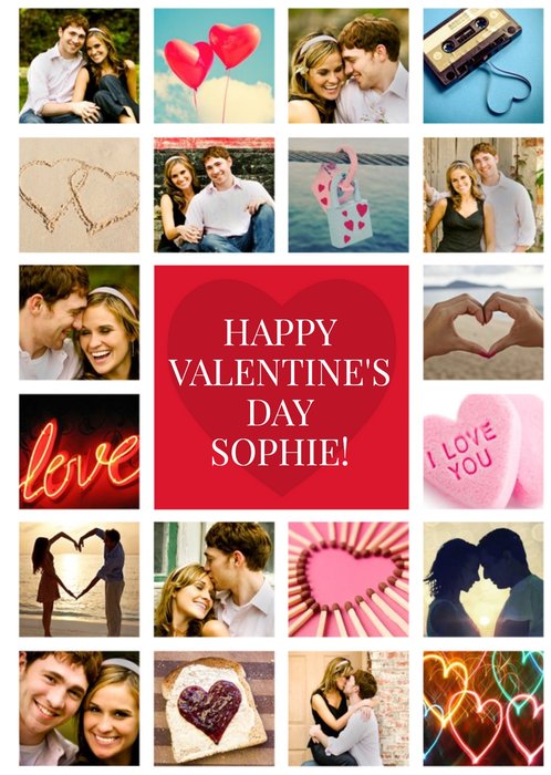 Photo Grid Personalised Happy Valentines Day Card