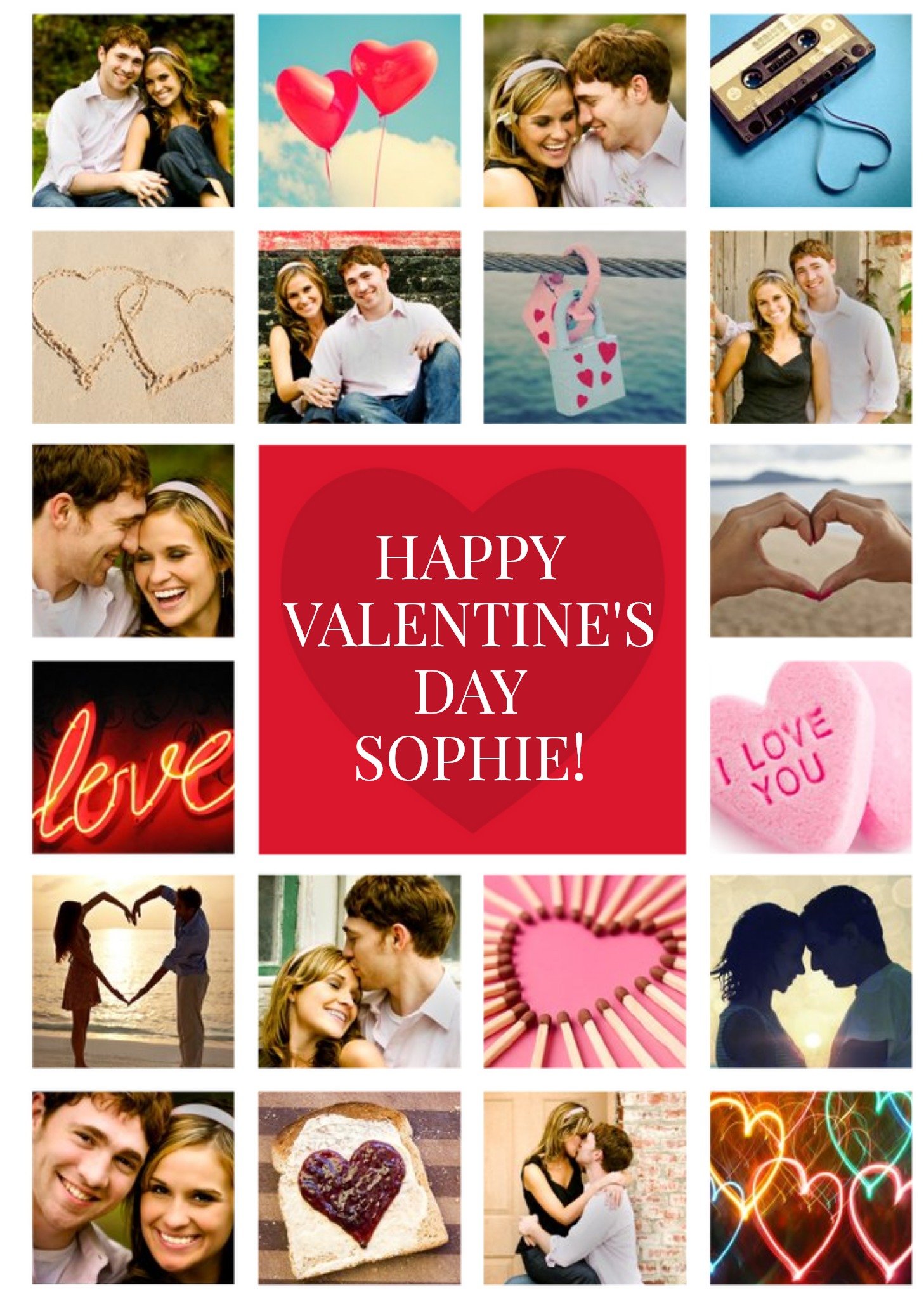 Photo Grid Personalised Happy Valentines Day Card Ecard