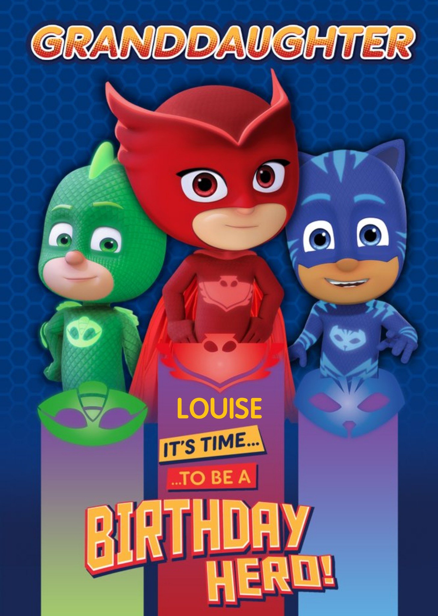 Pj Masks Birthday Card - Grandaughter - Time To Be A Birthday Hero, Large
