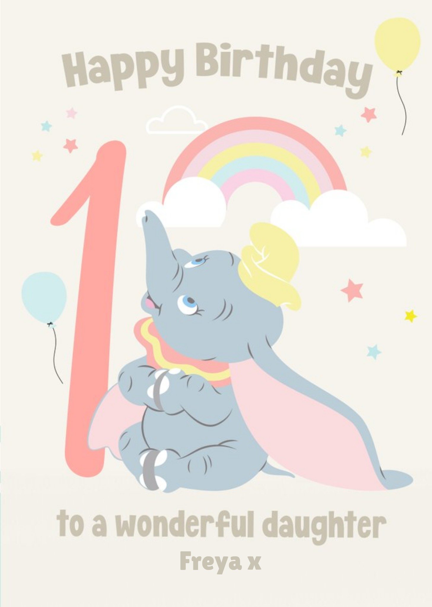 Cute Disney Dumbo To A Wonderful Daughter Birthday Card Ecard