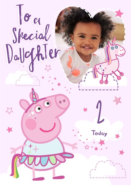 Peppa Pig Special Daughter Photo Upload Birthday Card