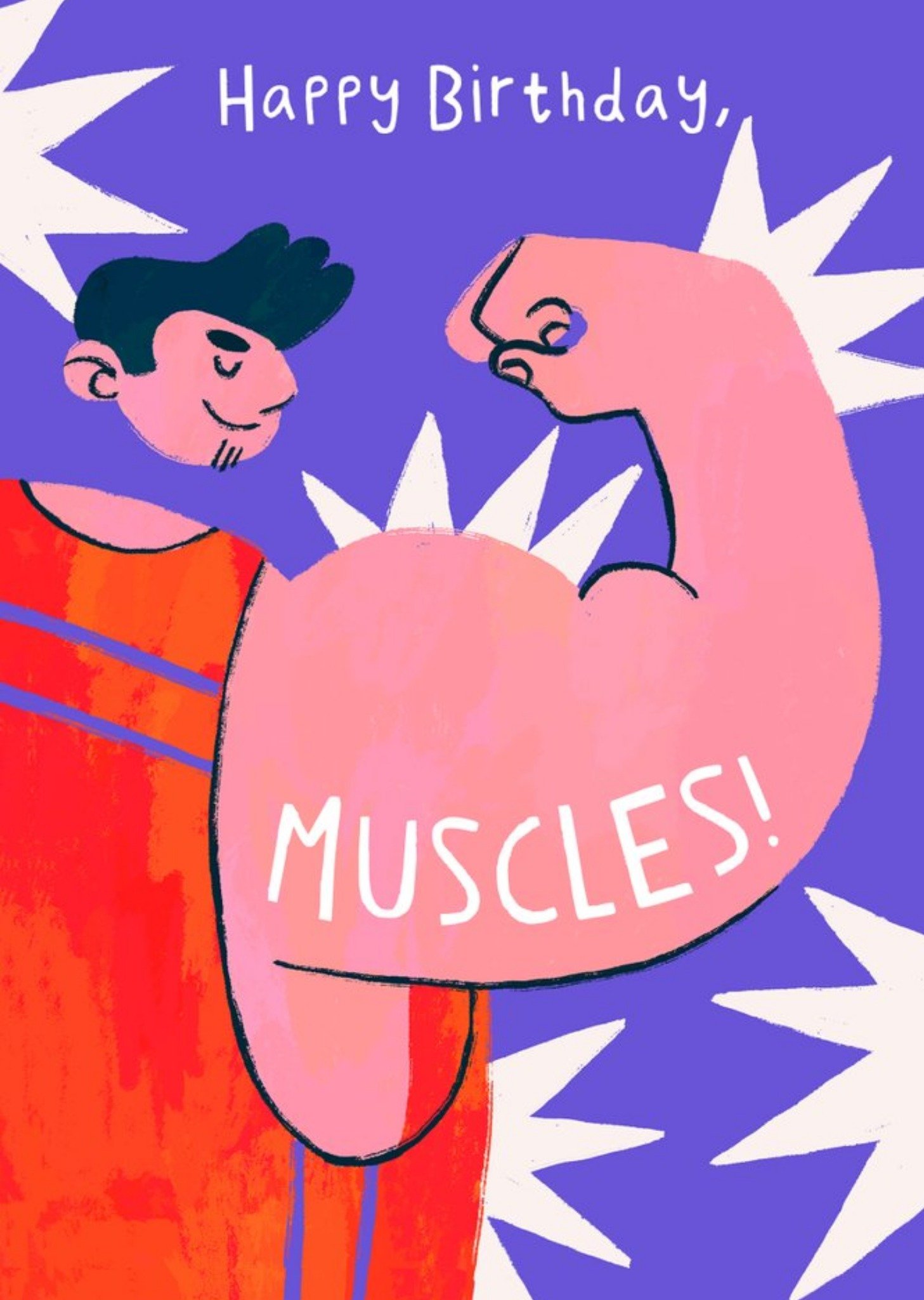 Moonpig Happy Birthday Muscles Illustrated Card Ecard