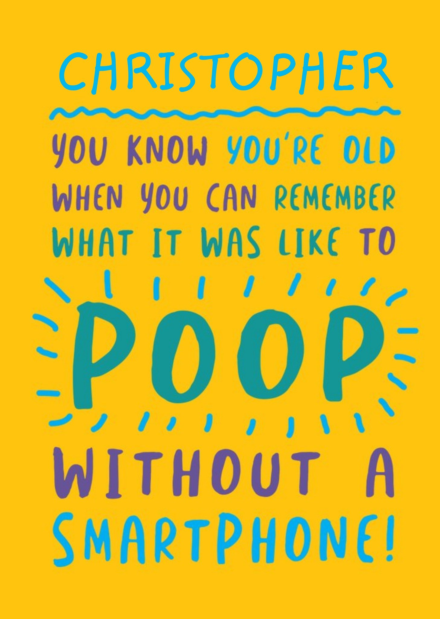 Moonpig Funny Birthday Card - What It Was Like To Poop Without A Smartphone, Large