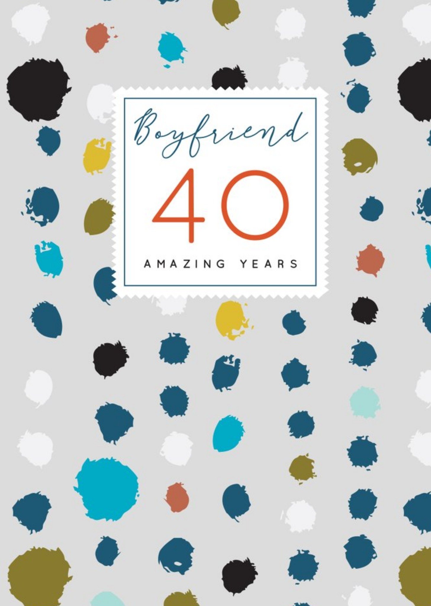 Moonpig Illustrated Brush Spot Boyfriend 40th Birthday Card, Large