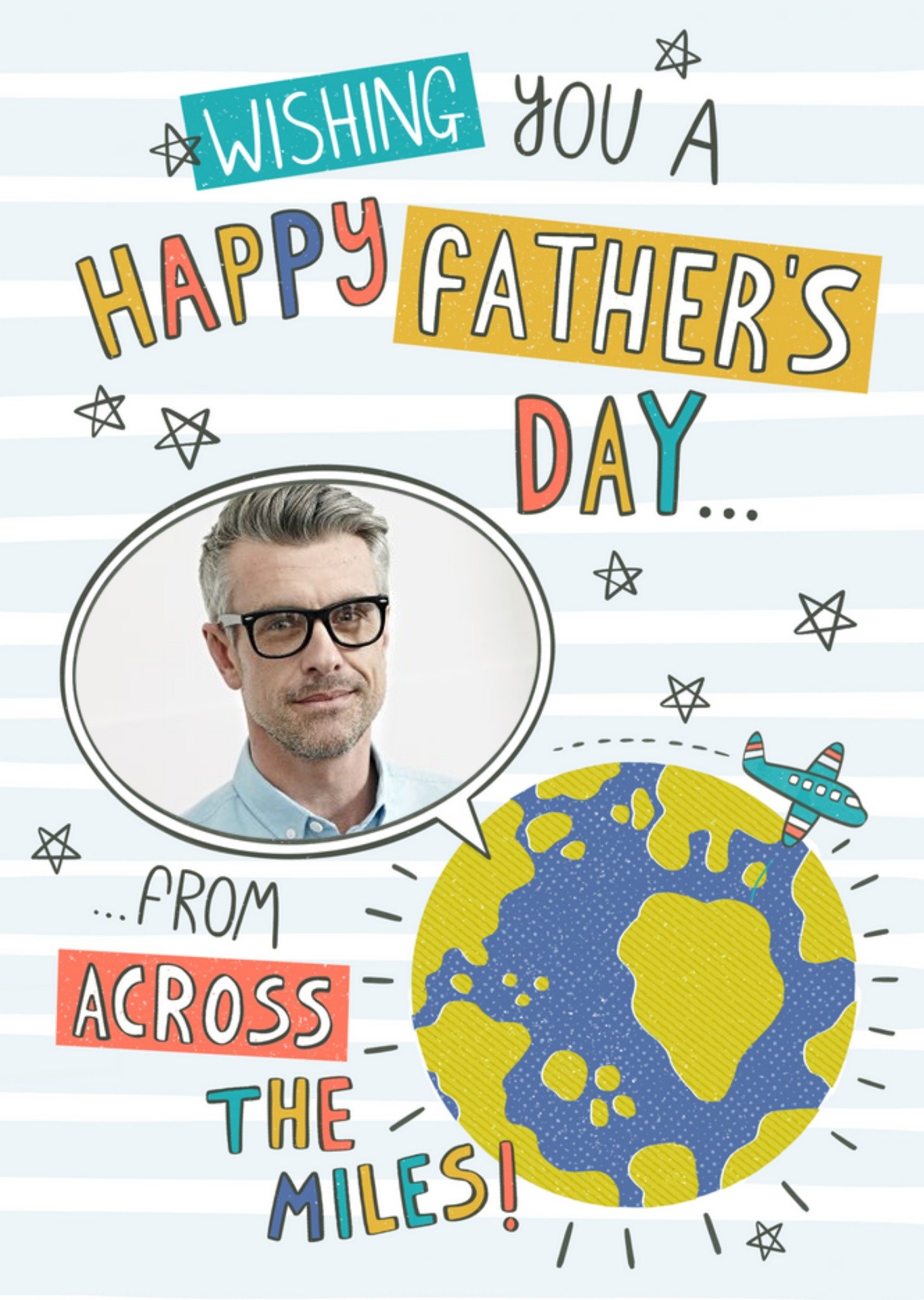 Moonpig Typographic Wishing You A Happy Fathers Day From Across The Miles, Large Card