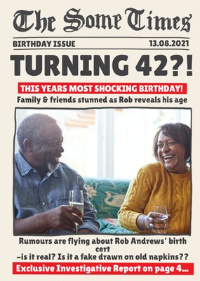 The Some Times Newspaper Spoof How Old Photo Upload Birthday Card