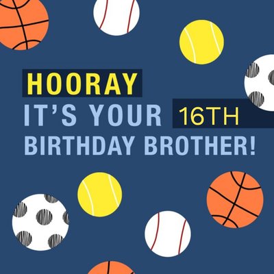 Happy Daze Illustration Sports Balls Brother Birthday Card