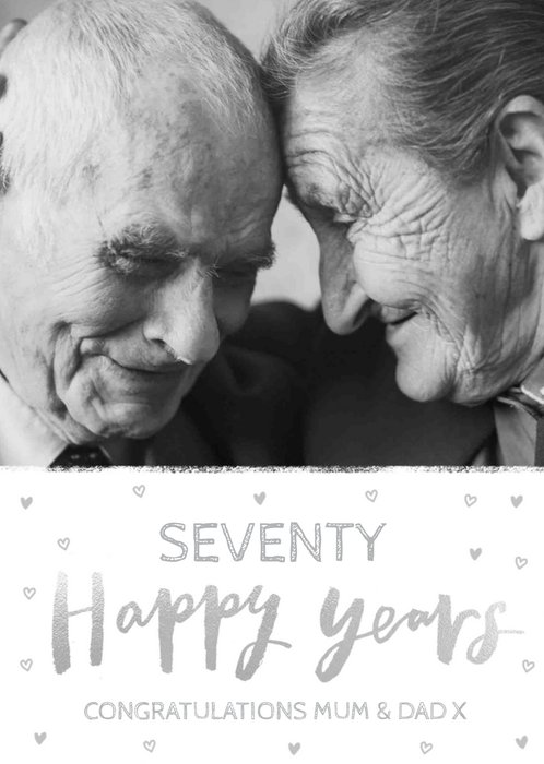 Seventy Happy Years 70th Anniversary photo upload card for Mum and Dad