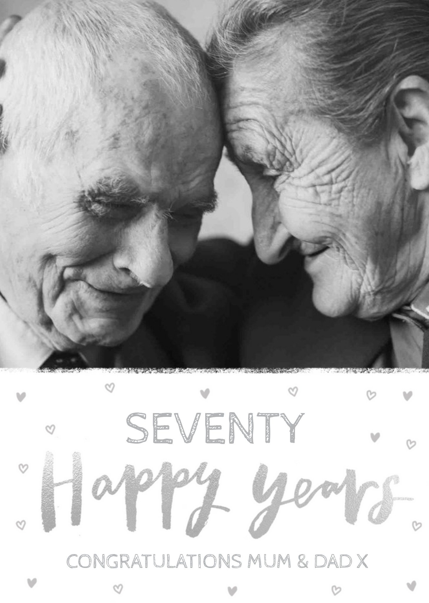 Moonpig Seventy Happy Years 70th Anniversary Photo Upload Card For Mum And Dad Ecard