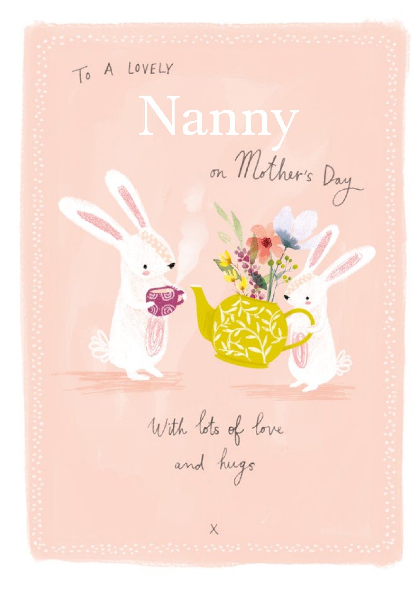 Ling Design Cute Bunny To A Lovely Nanny Mother's Day Card, Large