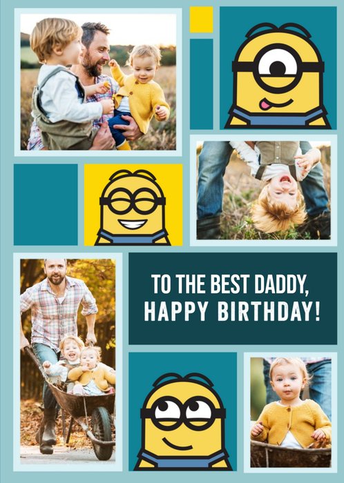 Despicable Me Minions Best Daddy Photo Upload Birthday Card