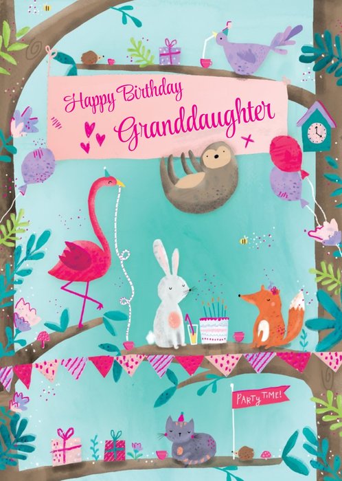 Cute Illustrated Animal Tea Party Granddaughter Birthday Card From Paperlink