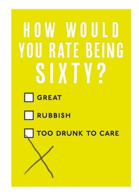 Mungo And Shoddy Funny How Would You Rate Being Sixty Birthday Card