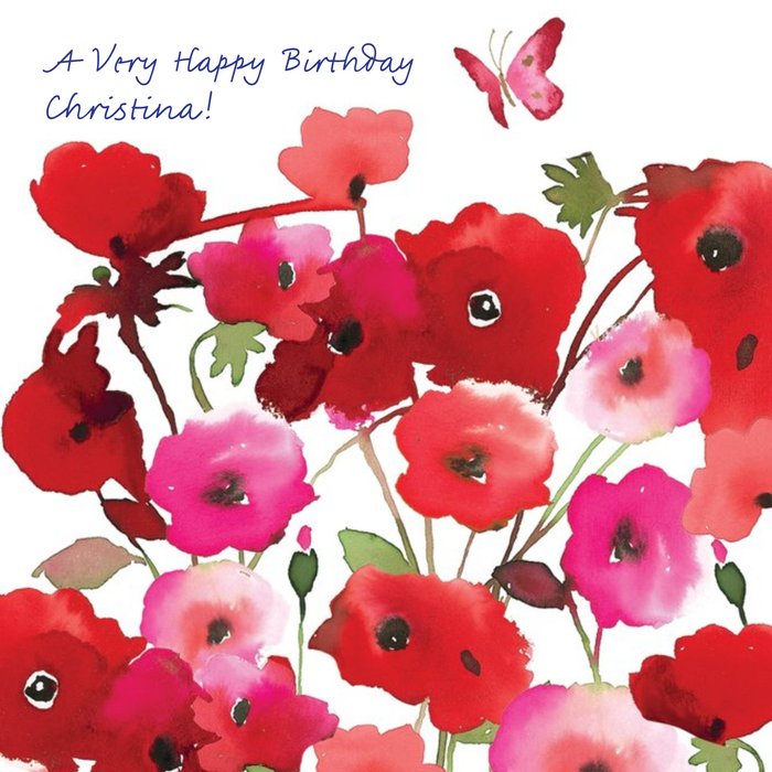 Happy Birthday Day Card - Poppy Watercolour