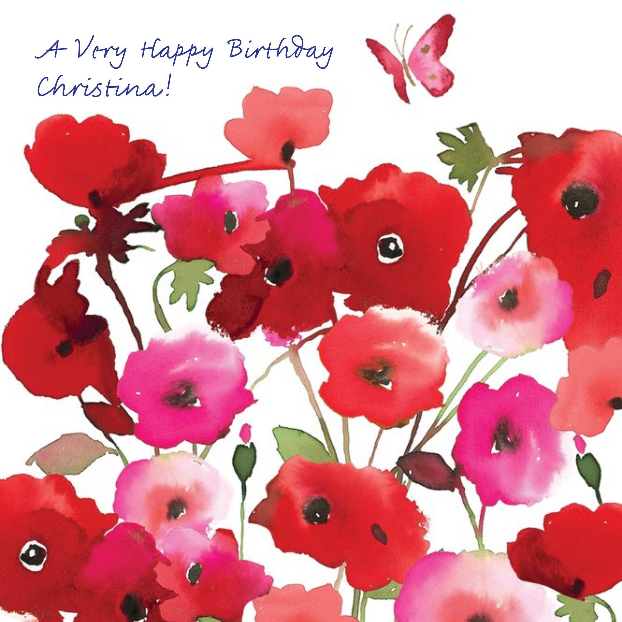 Moonpig Happy Birthday Day Card - Poppy Watercolour, Large