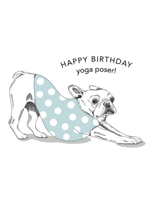 Modern Cute Illustration Yoga Dog Birthday Card