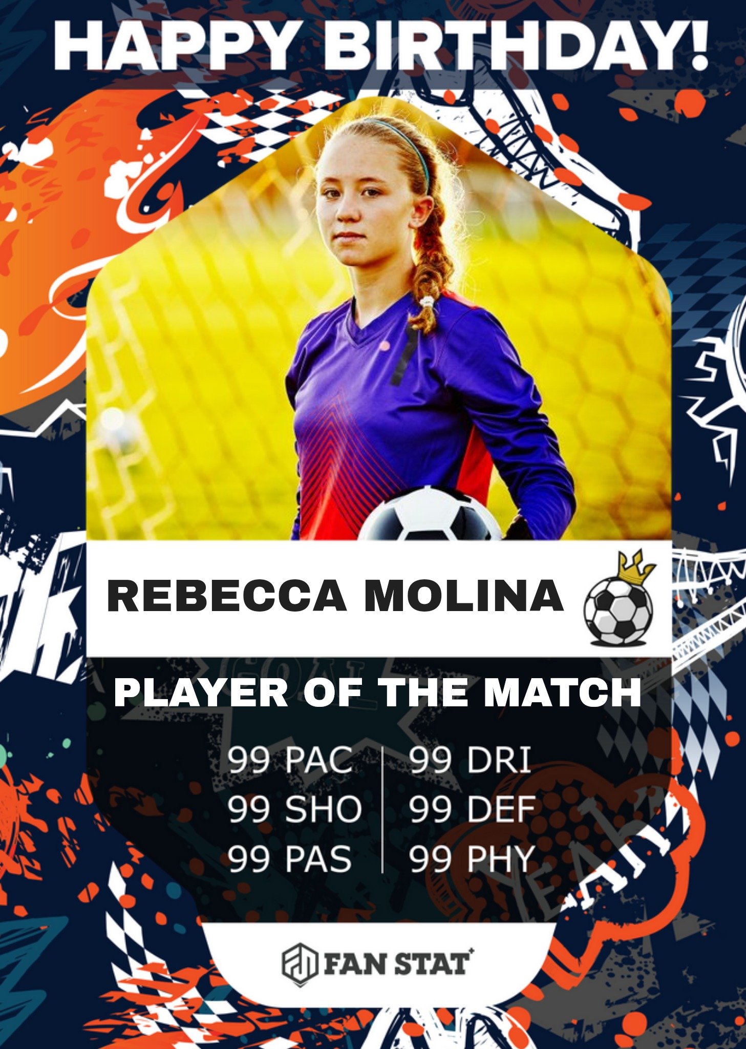 Player Of The Match Fan Stat Football Photo Upload Birthday Card Ecard