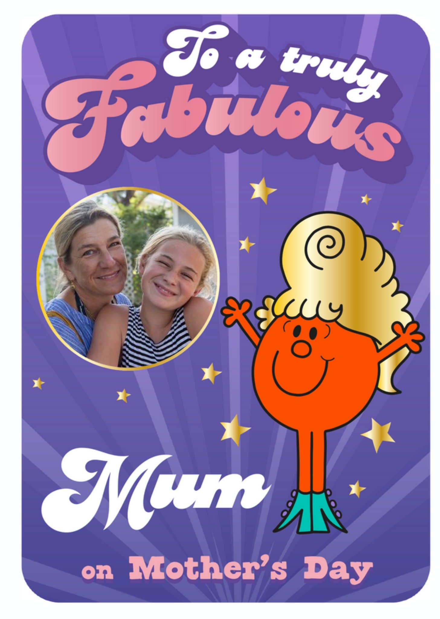 Moonpig Little Miss Mr Men Truly Fabulous Mum Photo Upload Mother's Day Card Ecard