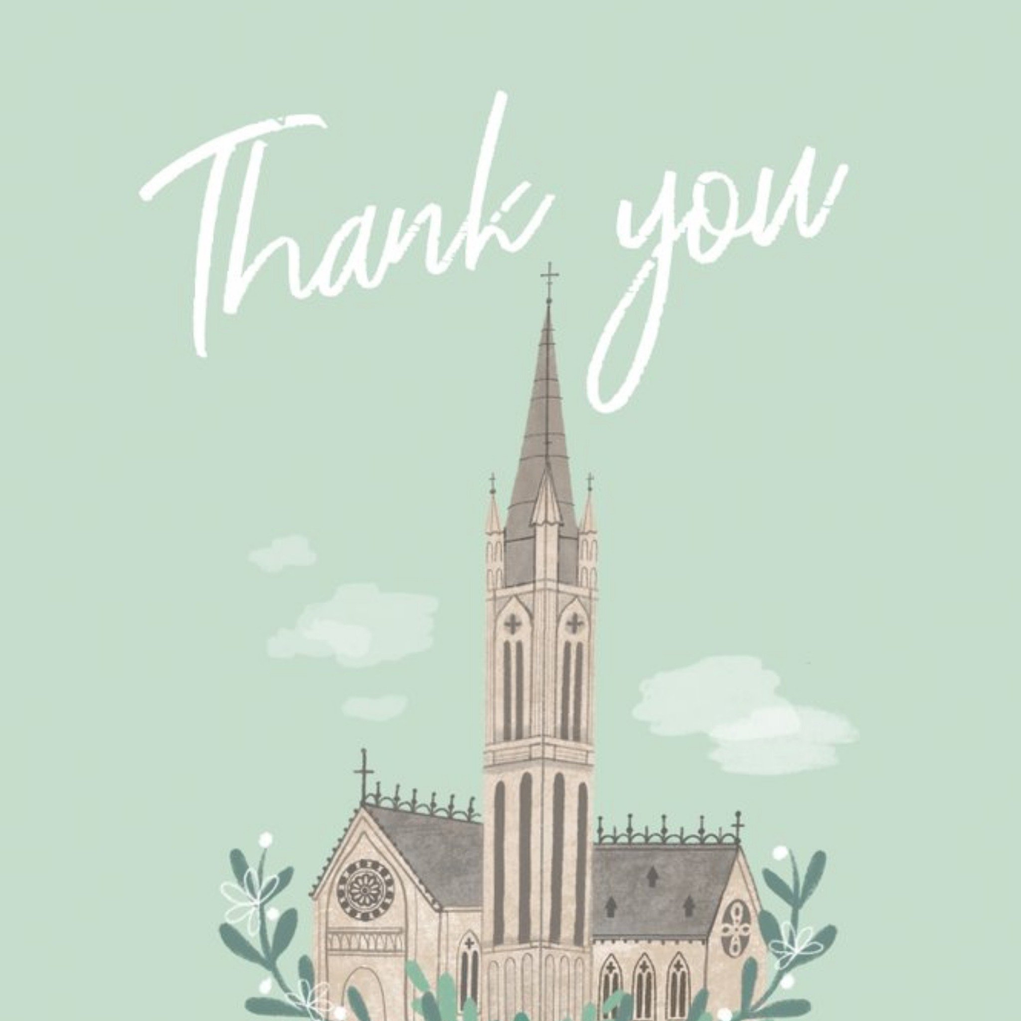 Moonpig Millicent Venton Church Floral Thank You Card, Large