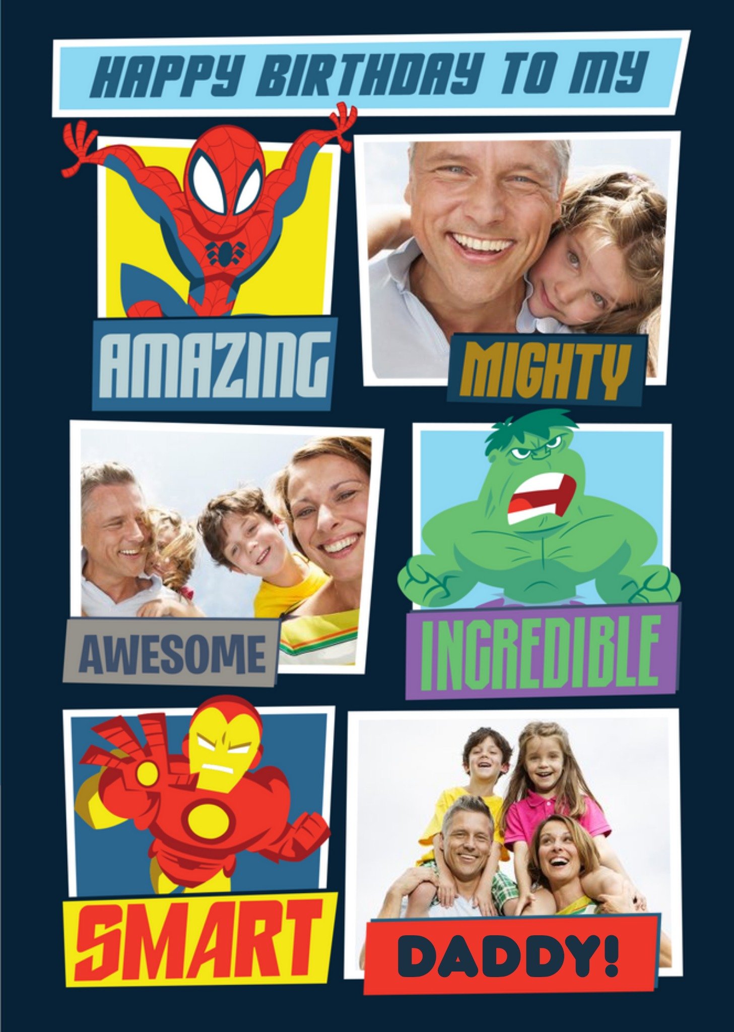 Marvel Comics Superheroes Photo Upload Birthday Card Ecard