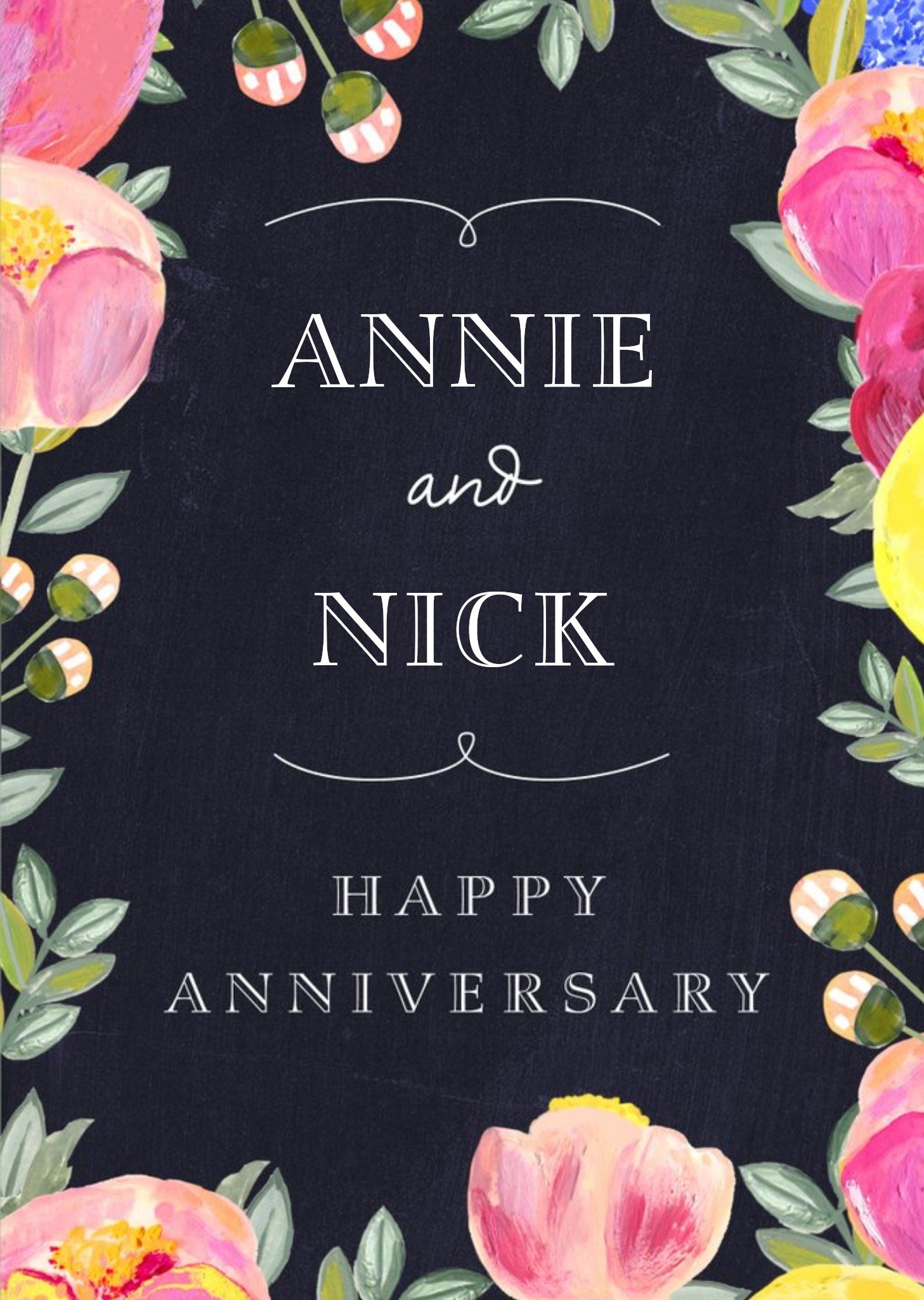 Moonpig Happy Anniversary - Anniversary Card - Floral, Large