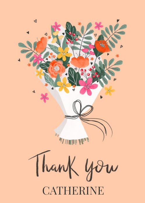 Illustrated Flower Bouquet Floral Thank You Card